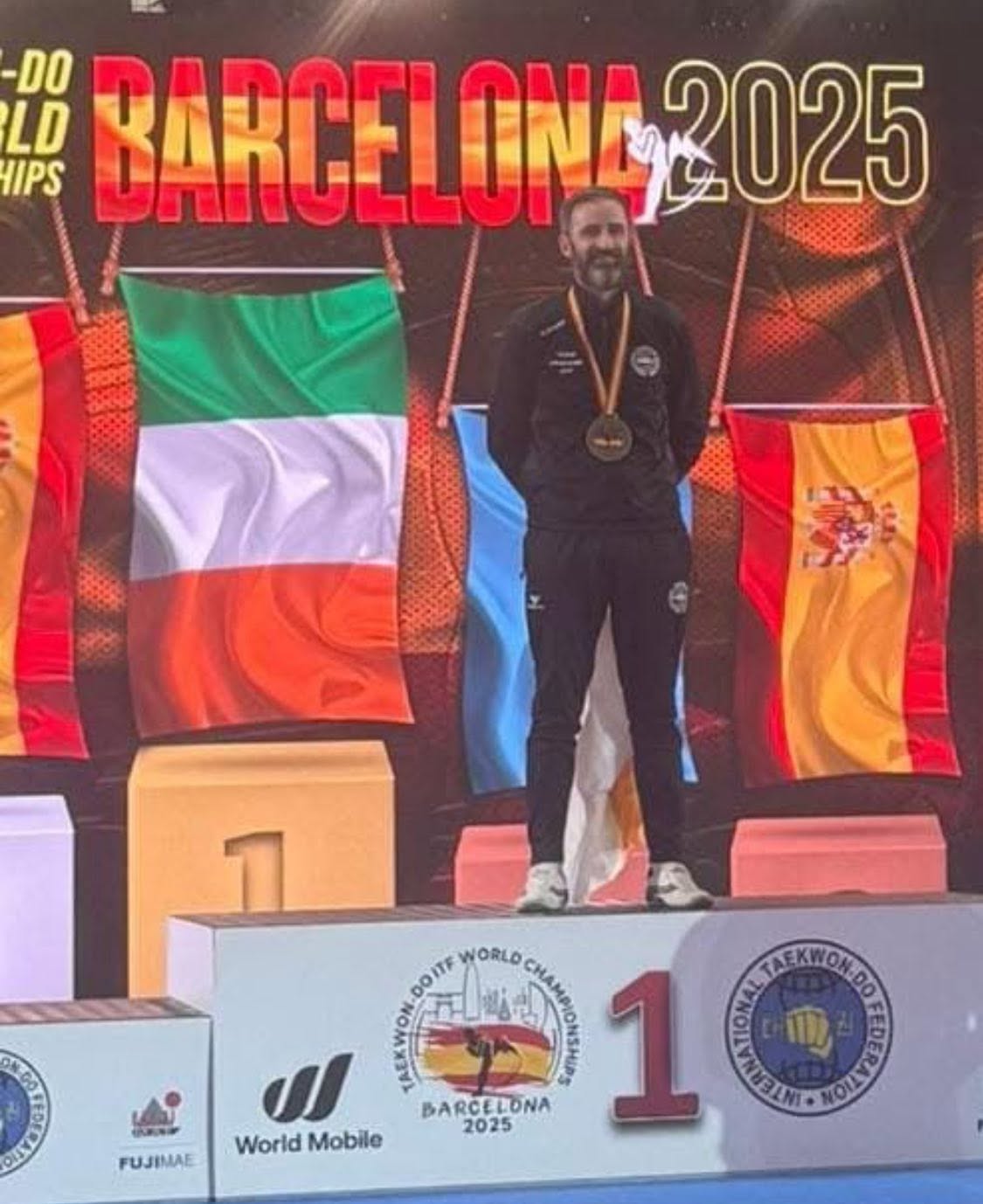 Blackrock competitor on the top step of the podium at Barcelona 2025